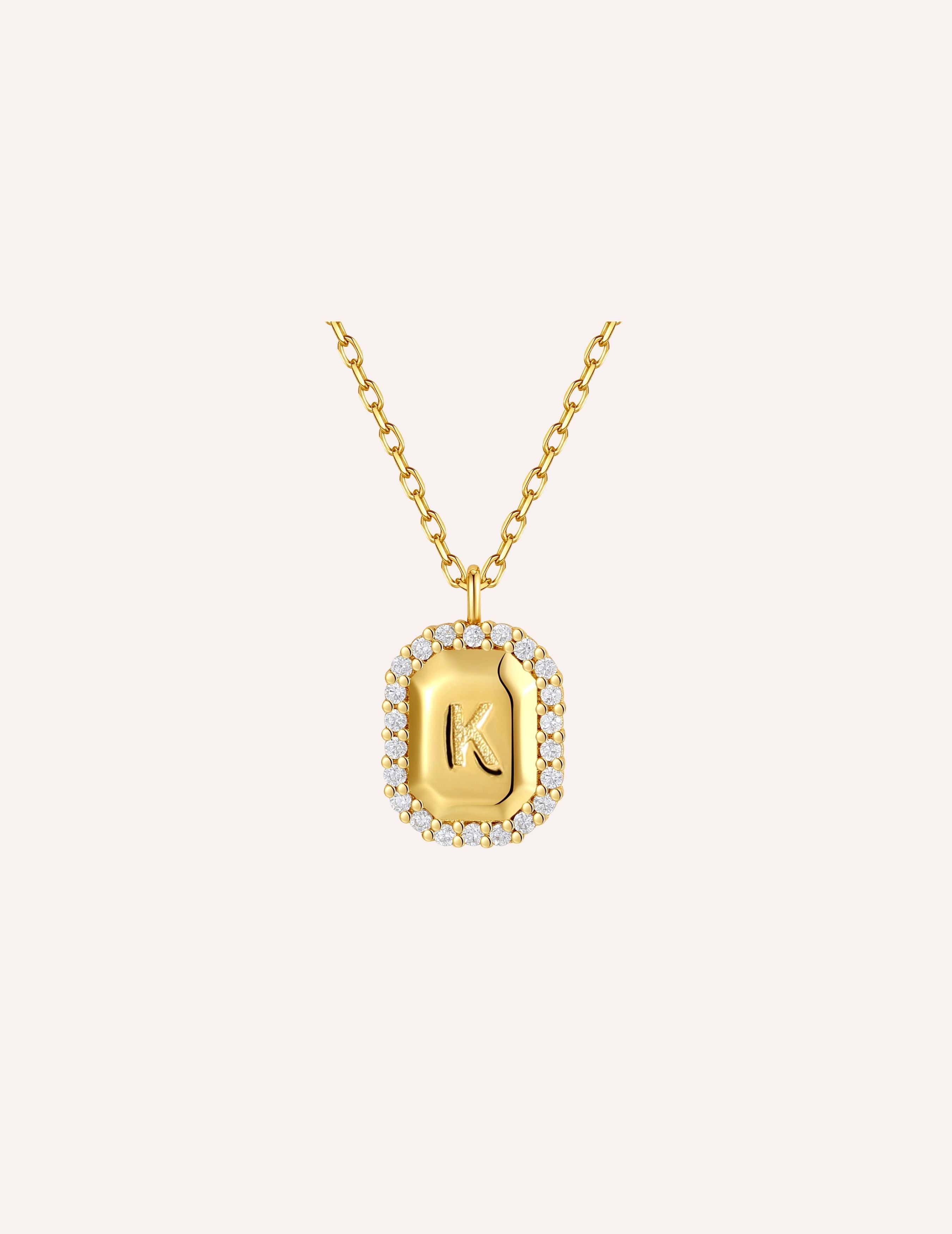 Halo Initial Necklace｜方排字母項鏈