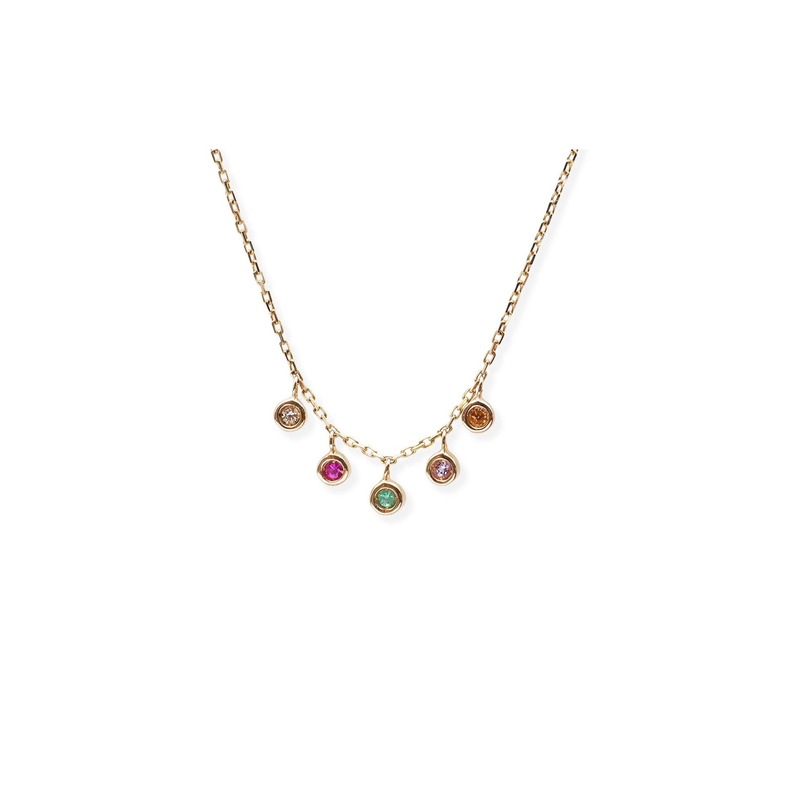 Rainbow Gem Drop Necklace