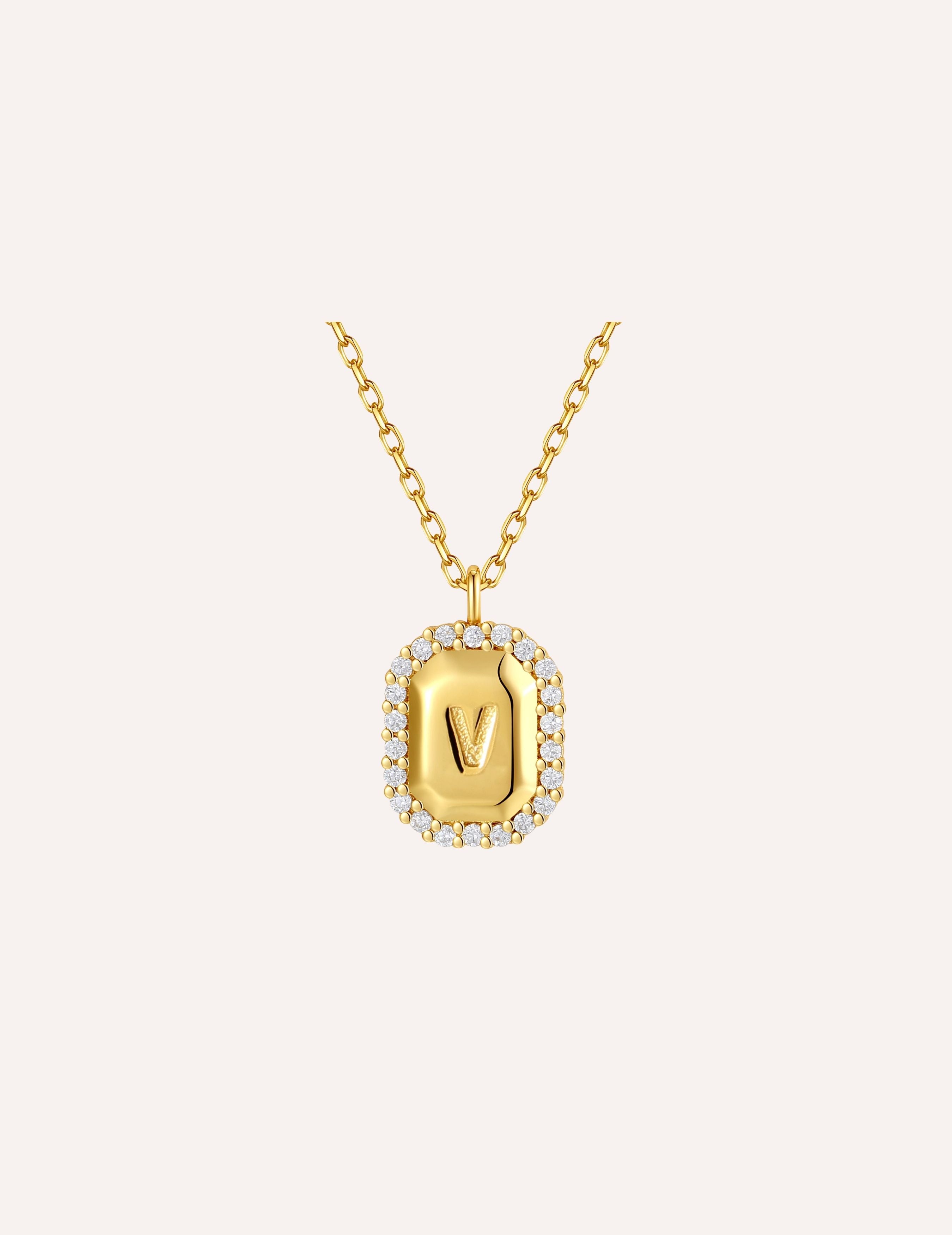 Halo Initial Necklace｜方排字母項鏈