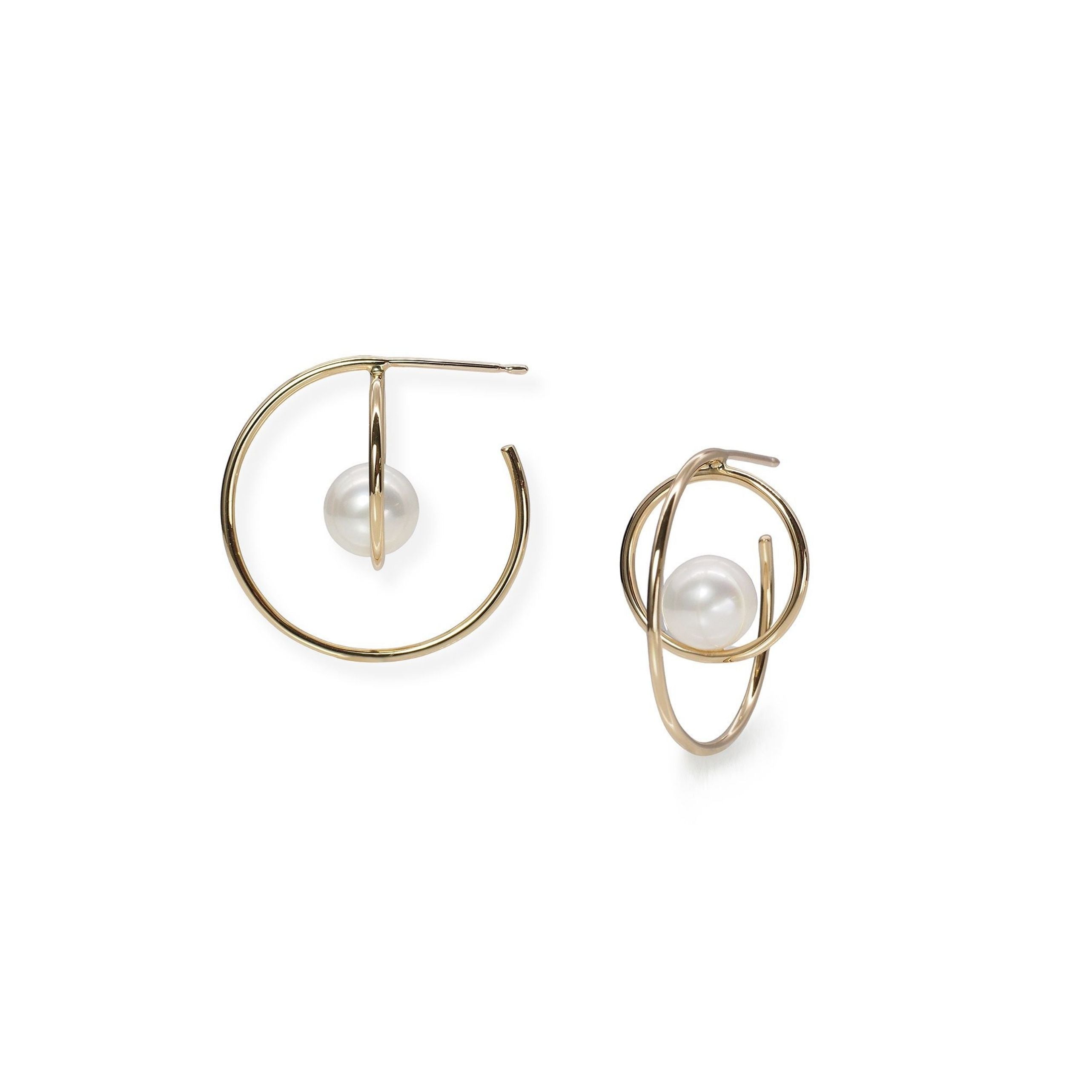 Double Hoop Pearl Earring