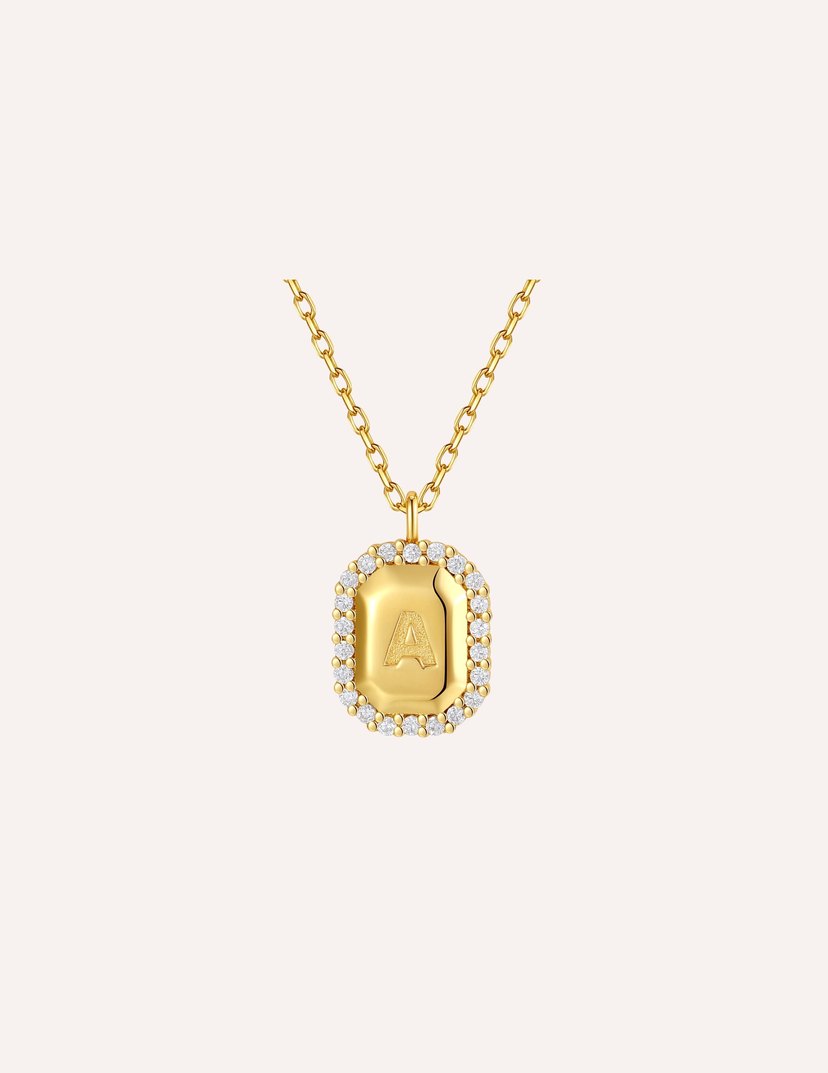 Halo Initial Necklace｜方排字母項鏈