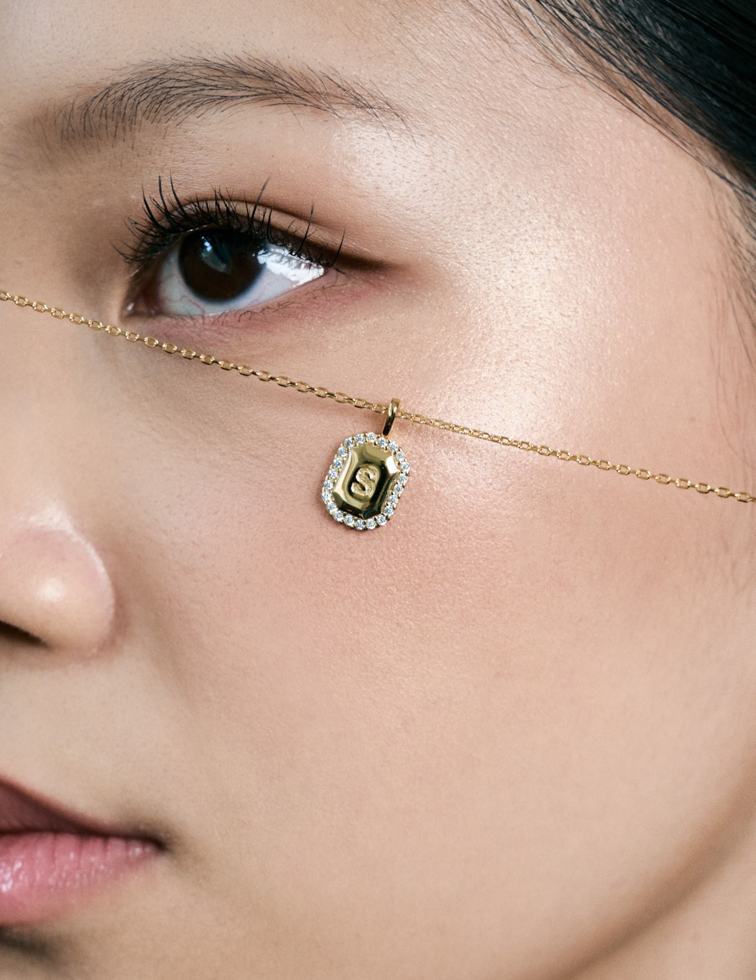 Halo Initial Necklace｜方排字母項鏈